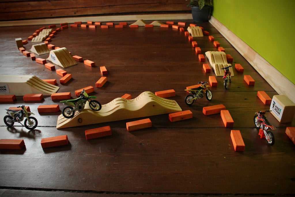 Kids motocross racing set with dirt bike