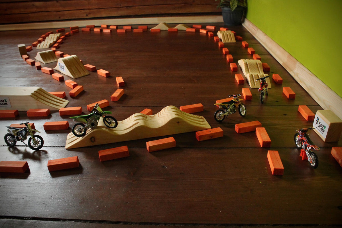 Kids motocross racing set with dirt bike